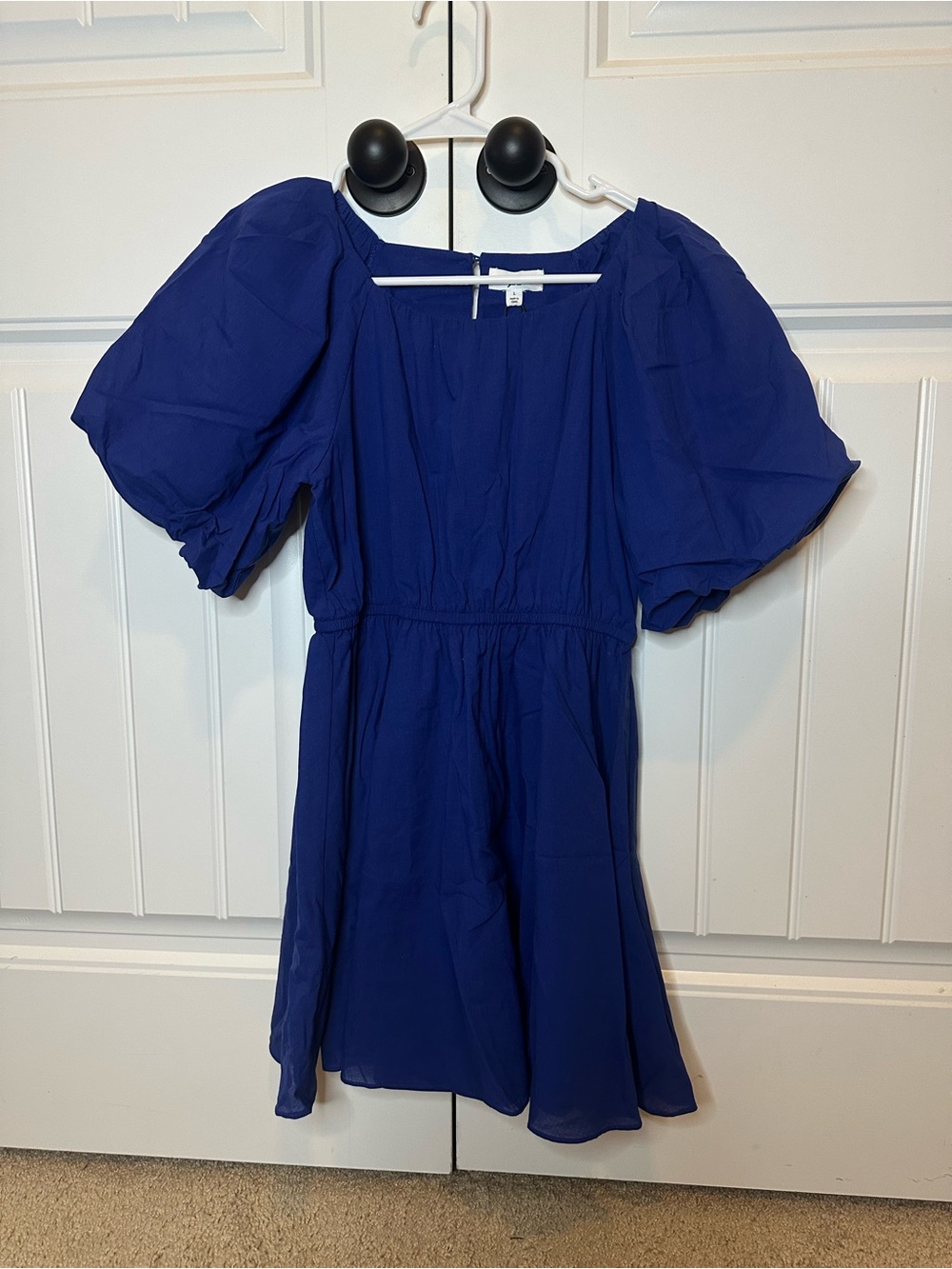Girls Puff-Sleeve Dress in Royal Blue
